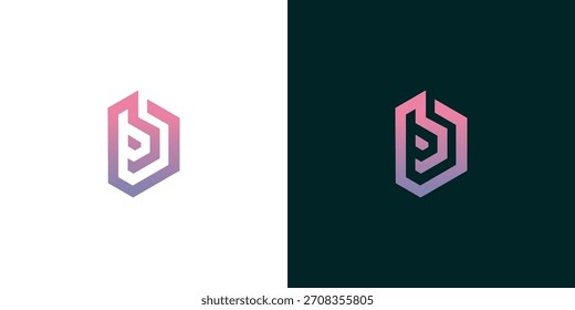 Design de logotipo geométrico abstrato em vibrante rosa e roxo gradiente, conceito de símbolo moderno