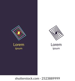 Geometric abstract logo with layered diamond shapes and bold colors, creating a modern and eye-catching design. Ideal for branding, corporate identity, and creative projects.