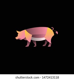 geometric abstract logo with a Pig to be the main icon, this is also look modern and clean but unique. available on vector format and trasnparant background!