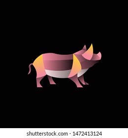 geometric abstract logo with a Pig to be the main icon, this is also look modern and clean but unique. available on vector format and trasnparant background!