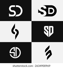 Geometric abstract logo set featuring letters SD and DS designed for stock market and finance brands. Modern, minimal, and professional style perfect for business identity and investment marketing.