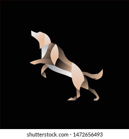 geometric abstract logo with a white labrador to be the main icon, this is also look modern and clean but unique. available on vector format and trasnparant background!