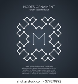 Geometric abstract logotype. Nodes concept logo. Stylized letter M.