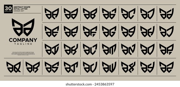 Geometrische abstrakte Kleinbuchstaben A A Logo Design Set