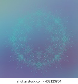 Geometric abstract mandala with connected line and dots. Graphic composition for medicine, science, technology, chemistry. Molecule, communication background. Vector illustration