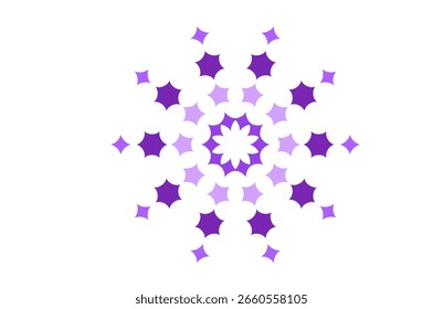 Geometric abstract mandala flower design in purple hues with radial symmetry and modern style, perfect for textile prints, decor, wallpapers, digital art, and meditation-themed backgrounds