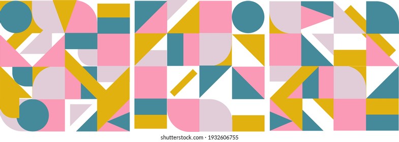 Vector de fondo geométrico abstracto minimalista. Formas y elementos de diseño de estilo escandinavo colorido. Decoración creativa de obras de arte, conjunto sencillo de diseño minimalista
