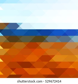 geometric abstract modern blue-brown background in the style of origami triangles, vector illustration