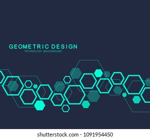 Geometric abstract molecule background for medicine, science, technology, chemistry. Scientific DNA molecule concept. Vector hexagonal illustration