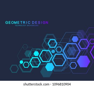 Geometric abstract molecule background for medicine, science, technology, chemistry. Scientific DNA molecule concept. Vector hexagonal illustration