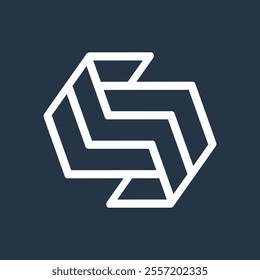 A geometric abstract monogram S logo in white on black background