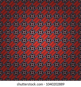 Geometric abstract mosaic seamless pattern with tiles and simple shapes in red, black and neutral colors for fashion. Abstract dynamic retro tiles background. Seamless grunge micro vector print.