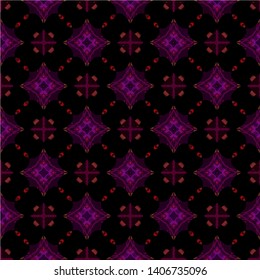 Geometric abstract mosaic seamless pattern with tiles and simple shapes for fashion. Abstract dynamic retro tiles background.