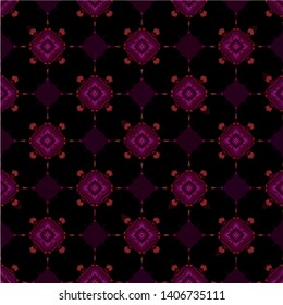 Geometric abstract mosaic seamless pattern with tiles and simple shapes for fashion. Abstract dynamic retro tiles background.