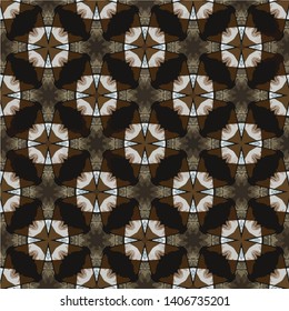 Geometric abstract mosaic seamless pattern with tiles and simple shapes for fashion. Abstract dynamic retro tiles background.