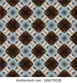 Geometric abstract mosaic seamless pattern with tiles and simple shapes for fashion. Abstract dynamic retro tiles background.