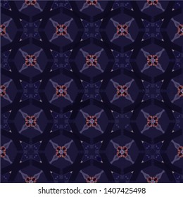 Geometric abstract mosaic seamless pattern with tiles and simple shapes for fashion. Abstract dynamic retro tiles background.