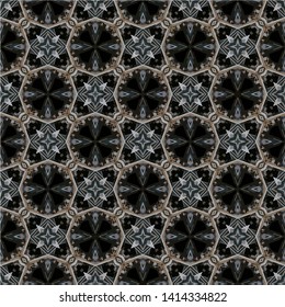 Geometric abstract mosaic seamless pattern with tiles and simple shapes for fashion. Abstract dynamic retro tiles background