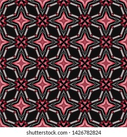 Geometric abstract mosaic seamless pattern with tiles and simple shapes for fashion. Abstract dynamic retro tiles background