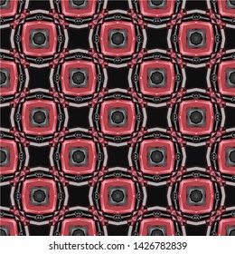 Geometric abstract mosaic seamless pattern with tiles and simple shapes for fashion. Abstract dynamic retro tiles background