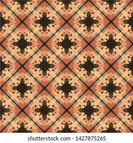 Geometric abstract mosaic seamless pattern with tiles and simple shapes for fashion. Abstract dynamic retro tiles background