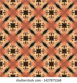Geometric abstract mosaic seamless pattern with tiles and simple shapes for fashion. Abstract dynamic retro tiles background