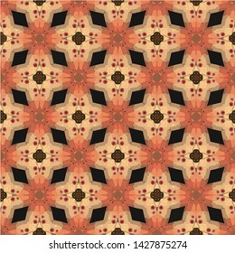 Geometric abstract mosaic seamless pattern with tiles and simple shapes for fashion. Abstract dynamic retro tiles background
