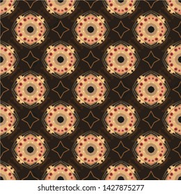Geometric abstract mosaic seamless pattern with tiles and simple shapes for fashion. Abstract dynamic retro tiles background