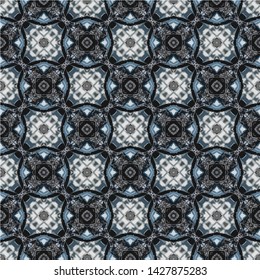 Geometric abstract mosaic seamless pattern with tiles and simple shapes for fashion. Abstract dynamic retro tiles background