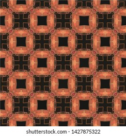 Geometric abstract mosaic seamless pattern with tiles and simple shapes for fashion. Abstract dynamic retro tiles background