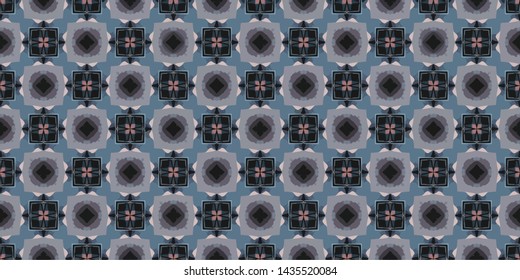 Geometric abstract mosaic seamless pattern with tiles and simple shapes for fashion. Abstract dynamic retro tiles background