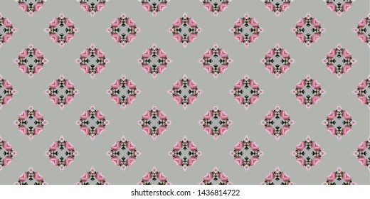 Geometric abstract mosaic seamless pattern with tiles and simple shapes for fashion. Abstract dynamic retro tiles background