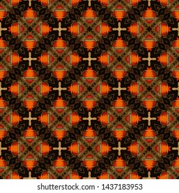 Geometric abstract mosaic seamless pattern with tiles and simple shapes for fashion. Abstract dynamic retro tiles background