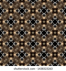 Geometric abstract mosaic seamless pattern with tiles and simple shapes for fashion. Abstract dynamic retro tiles background