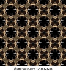 Geometric abstract mosaic seamless pattern with tiles and simple shapes for fashion. Abstract dynamic retro tiles background
