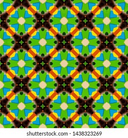 Geometric abstract mosaic seamless pattern with tiles and simple shapes for fashion. Abstract dynamic retro tiles background