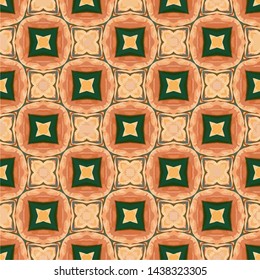 Geometric abstract mosaic seamless pattern with tiles and simple shapes for fashion. Abstract dynamic retro tiles background