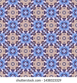 Geometric abstract mosaic seamless pattern with tiles and simple shapes for fashion. Abstract dynamic retro tiles background