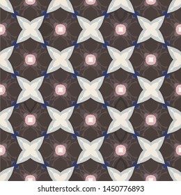 Geometric abstract mosaic seamless pattern with tiles and simple shapes for fashion. Abstract dynamic retro tiles background