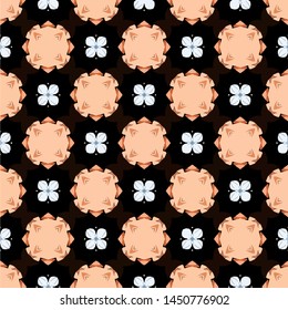 Geometric abstract mosaic seamless pattern with tiles and simple shapes for fashion. Abstract dynamic retro tiles background
