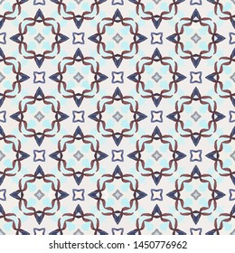 Geometric abstract mosaic seamless pattern with tiles and simple shapes for fashion. Abstract dynamic retro tiles background