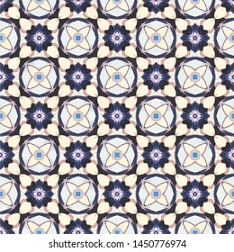 Geometric abstract mosaic seamless pattern with tiles and simple shapes for fashion. Abstract dynamic retro tiles background