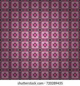 Geometric abstract mosaic seamless pattern with tiles and simple shapes in black, white and pink colors for fashion. Abstract dynamic retro tiles background. Seamless grunge micro vector print.