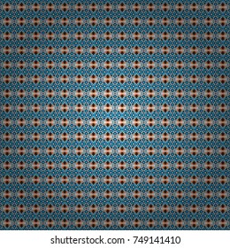 Geometric abstract mosaic seamless pattern with tiles and simple shapes in brown, black and blue colors for fashion. Abstract dynamic retro tiles background. Seamless grunge micro vector print.
