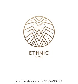 Geometric abstract mountain logo. Zen minimal symbol of mountains. Natrural minimalistic landscape icon. Vector linear pattern triangle shape. Ornamental emblem. Tattoo, spiritual yoga, travel, hiking
