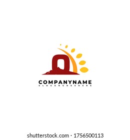 Geometric abstract O logotype in red and orange color design concept