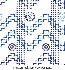 Geometric abstract ogee textile vector seamless repeat pattern.