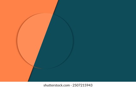 Geometric Abstract on orange and blue Background, diagonal lines. Split-Complementary Color Scheme Design. Minimalist Circle and Color Contrast Template design. Dynamic blue navy and Orange Abstract

