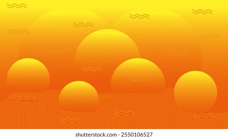 Plano de fundo amarelo alaranjado abstrato geométrico com círculos de gradiente.