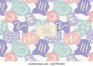 Geometric abstract organic form squiggle shapes wavy line colorful vector seamless repeat pattern